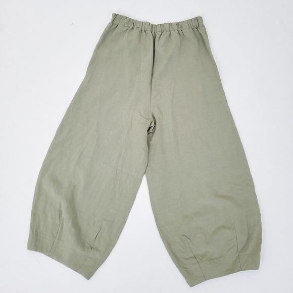 Ozai N Ku Linen Culottes Capris Rayon Sparta Tulip Pants Tapered Ankle Cropped - Picture 8 of 8